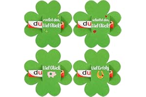 BOFUNX 4 Stück Glücksbringer Prüfung Schokolade Geschenke Kleeblatt Glücksbringer Prüfung Viel Glück Prüfung Abschiedsgeschenk Glücksbringer Abitur ABI Bachelor Master Abschluss Mitarbeiter Kollegen