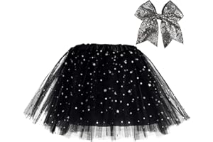 tanzdunsje Faldas de tutú para niñas de 3 Capas con Forro con Lazo para el Cabello, Falda de tutú para niños Ballet Rosa Negro Rojo Tutu para 2-8 años