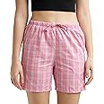 Jockey RX15 Women's Super Combed Cotton Woven Relaxed Fit Checkered Shorts with Side Pockets (Prints May Vary)