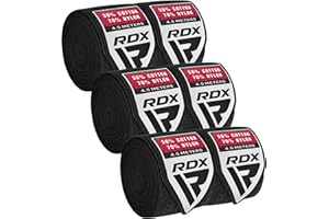 RDX Fasce Boxe Guanti Interni, 4,5 Metri 180 Pollici Elastiche Bendaggi, Polso Mani Protezione Sottoguanti, Pugilato Bende per Arti Marziali Muay Thai MMA Kickboxing Punzonatura Allenamento Hand Wraps