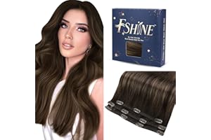 Fshine Extension à Clip Dans De s Extensions De Cheveux Humains 12 Pouces 50 Grammes 3 Pièces Extensions De Cheveux Brun Foncé à Brun Auburn Extensions De Cheveux Balayage