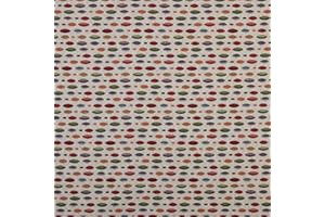 Kt KILOtela - Tissu d'ameublement au mètre - Jacquard - Largeur 280 cm - Longueur au Choix par 50 cm | Ellipses - Rouge, Orange, Vert, Bleu, Beige