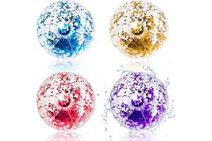 PEAKTOP 4PCS Pailleté Ballon Transparent 40cm, Gonflable de Plage et Piscine Pour Festa, Pour Bambini Adulti