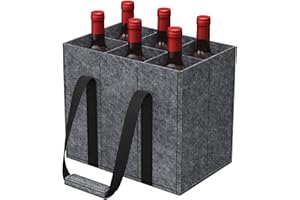 Lifewit Filcowa torba na butelki, składana filcowa torba do przenoszenia butelek z uchwytem na wino, szary, Für 6 Flaschen, Nowoczesny