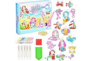 Eocoyar Diamond Art for Kids 15 PCS 5D Gem Diamond Art Keyrings Kits DIY Diamond Painting Keychains for Kids Ages 8-12 Diamond Art Craft Kits for Girls Key Pendant Bag Decor, Mermaid Painting
