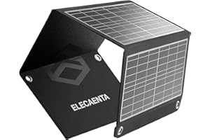 ELECAENTA 22W Cargador Solar Portátil 2 USB (MAX. 5V/4A) Panel Solar Plegable Impermeable Ligero para Senderismo Camping Trekking Compatible con Teléfono Móvil iPhone Android Tableta Banco de Energía, etc.