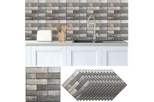 JOLOV 12 Sticker Carrelage Adhesif Mural, Autocollant en Tuile Sticker Imperméable, Carreaux Autocollants Carrelage, Décoration Murale Adhésive en PVC pour Salon, Cuisine, Salle de Bain