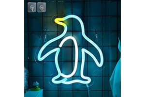 Attivolife Penguin Sign for Wall Decor, Light up Special Animal Shape LED Lamp with Dim USB Powered, Unique Home Living Room Business Cafe Shop Bar Party Decor Birthday Christmas Day Gift