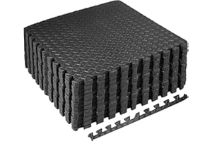 TechFit Alfombra de Gimnasio Puzzle de Espuma EVA, Juego de 12 Piezas 31,5 x 31,5 x 1 cm, Incluye 18 Bordes, Suelo de Goma Antideslizante para Tatami Gimnasio y Fitness