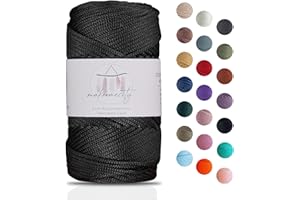 Makromecity Makramee Garn 2mm x 115m Premium Polyester Macrame Cord Polypropylene Yarn für Handwerk Wohndekorationen Platzteller Umhängetasche Handtasche Runner Schnullerkette 20 Farbe