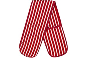 ASD ACCESSORIES Butcher Stripe Quilted Double Oven Gloves Kitchen Restaurant Home Mitts Heat Resistant Pot Holder Pan Holder Tray Holder for Cooking BBQ Grill 100% Cotton Double Oven Gloves