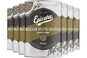 Epicure Tinned Bijoux Verts Lentils in Salted Water, 400 g (Pack of 12) - Nutty Flavour & Meaty Texture - Ideal for Soups, Salads, Curries & Casseroles