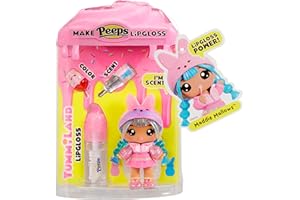 Yummiland x Peeps Lip Gloss Doll - Maddie Mallows - Enthält 1 Puppe mit Mode zum Gestalten und Lipgloss-Set mit Einzigartiger Farbe, Duft und Klarer Basis, für Kinder ab 4 Jahren
