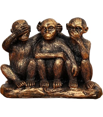 Figurine Singe Sagesse Indienne Sunny Toys 12703 - Statue Poly Résine Multicolore 14 Cm
