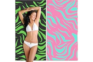 Lubibi Ręcznik plażowy, 2-pak ponadwymiarowych ręczników plażowych z mikrofibry dla dorosłych, stylowy ręcznik plażowy dla par, lekki, szybkoschnący, bez piasku, do pływania, sportu, na plażę,