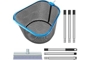 CLOPAE Épuisette de Nettoyage de Piscine de 180 cm à Mailles Fines avec Tige en Aluminium de 1,5 m de Long et 25 cm de Profondeur pour Piscine, Spa, bassins, Jacuzzi, kit d'entretien de Piscine