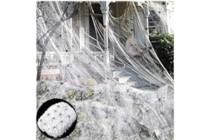 PTBWS Ragnatele per Halloween, 300g Halloween Ragnatele Decorativecon 60 Ragni di Nera, per Halloween Feste,Finestra,Tavolo Decorazione