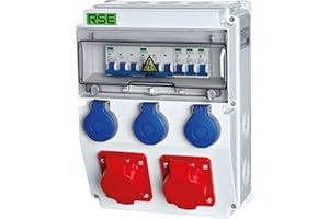 RSE Distributore di corrente da parete, completamente cablato, 32 A, 16 A, 230 V, con contatore CEE IP65, 10. 2 x 16a, 3 x 230 cm, con LS