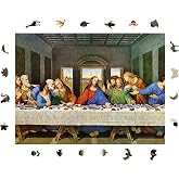 WePuzzleUp Ahşap Puzzle Yetişkin - Son Akşam Yemeği - 450 Par&ccedil;a, 29 x 39 cm - Yapıştırıcı Folyo Dahil - Benzersiz Şekilli Par
