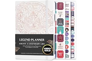 Legend Planner – Weekly & Monthly Life Planner to Hit Your Goals & Live Happier. Organizer Notebook & Productivity Journal. A5 (White)