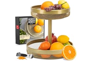Moritz & Moritz Alzata per frutta Oro Metallo - Moderna fruttiera colore oro - Cesto portafrutta colore oro per conservare frutta, verdura e pane
