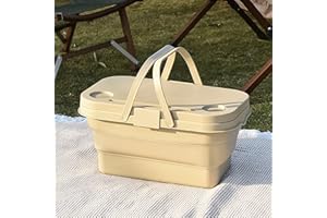 YAWDIL Picnic Basket Large Capacity Then Hand In Hand Basket Outdoor Spring Picnic Net Red Foldable Basket With Lid