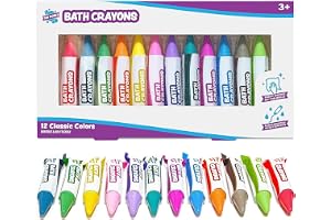 Tub Works® Badkritor Badleksak, 12 Pack | Icke-toxisk, Tvättbara Badkritor för Småbarn & Barn | Unik Formula Ritar Smidigt & Livfullt på Våta & Torra Badkarsväggar