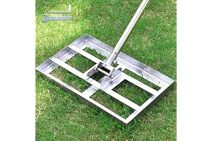 Plutohiker Lawn Leveling Rake, 6FT, 16 X 10IN Heavy Duty Effort Saving Levelawn Tool, Stainless Steel Handle Lawn Leveler for Courtyard Garden Golf Course, Ease Level Lawn Surfaces
