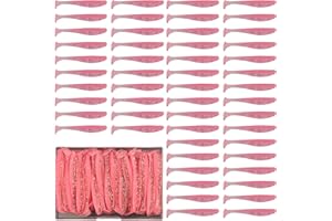 Funzhan 50Pcs Soft Lures Swimbaits Fishing Bass Plastic Paddle Tail Luya Bait Portable Box Proven Colors for Trout Salmon Redfish Freshwater Saltwater