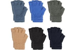 TAGVO Guanti Senza Dita Bambino, Guanti Invernali Caldi Mezze Dita in Maglia Termici Lana Per Ragazzi e Ragazze dai 5 ai 13 anni