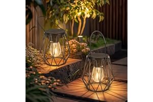 Ketom Solarlampen für Außen Hängend/Stehend, 2 Stück IP65 Wasserdicht Metall Solar Laterne, Retro LED Solar Laternen Diamant für Draußen, Garten, Balkon, Outdoor, Terrassen Warmweiß