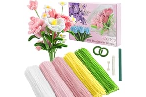 GENHH 400 Pièces Cure Pipe, Fil Chenille, Cure-Pipe pour Fleurs Tulipes Kit Bouquet Cure Pipe Chenille Adapté aux Fournitures de Bouquet de Fleurs et de Décoration DIY(Rose)