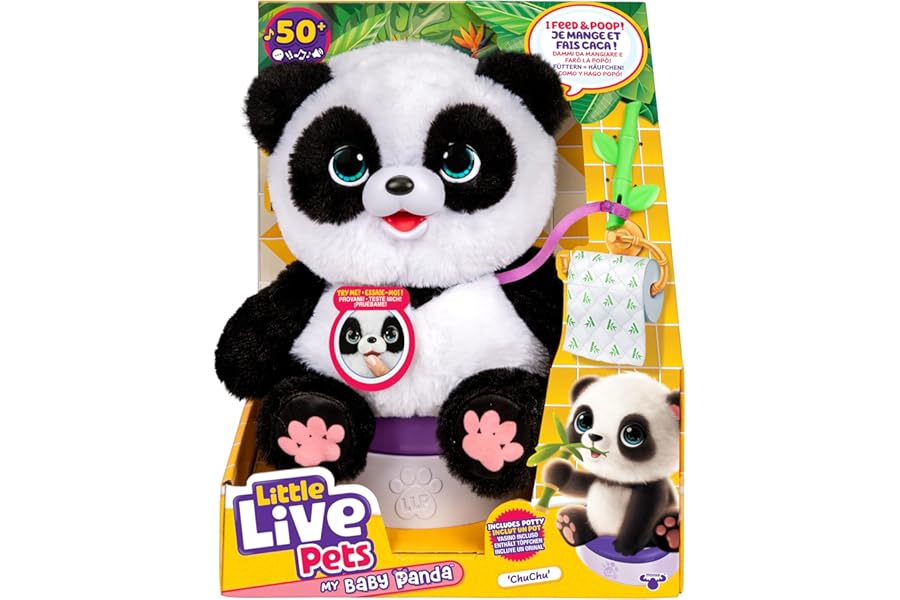 Little Live Pets My Baby Panda ChuChu|Interactive Pet with 50+ Sounds & Reactions, Kicks Feet, Poops, Giggles & More – Includes Potty & Repeat Play – Fun & Adorable Gift for Kids