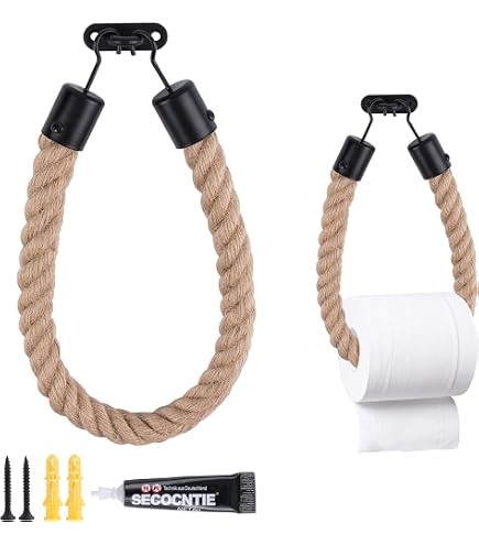 Nautischer Toilettenpapierhalter Aus Seil – Mit Ankerhaken, 55 Cm, Wandmontage, Rustikal