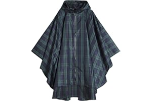 Freesmily Damen Regen Poncho stilvolle wasserdichte Regenmantel mit Kapuze Reißverschluss