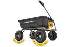 Gorilla Carts 4GCG-NF 4 Cu. Ft. Poly-Garten-Kippwagen, ohne Flache Reifen, Schwarz