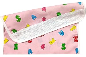 Panini Tessuti, Porta Bavaglino Bavetta per Asilo-Scuola Materna-100% cotone-Made in Italy- 16x30 cm - Set Asilo Da Ricamare per la pappa e la merenda Letterine Rosa