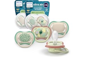 Philips Avent Ultra Air Smoczki — ortodontyczny smoczek dla dzieci w wieku 6-18 miesięcy, symetryczna miękka silikonowa końcówka, bez BPA, 2 etui do sterylizacji, 4 sztuki, SCF087/26