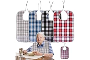 MEYAGOT Baberos Para Adultos - 4 Piezas Impermeables, Reutilizables y Lavables Para Hombres, Mujeres y Personas Mayores Con Discapacidad