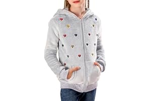 V.&GRIN Fleecejacke Kinder mit Kapuze Langarm Kuschelige Sweatjacke Mädchen Zip Up Hoodie Herbst Pullover Coole Kleidung Gr.105 bis 155cm