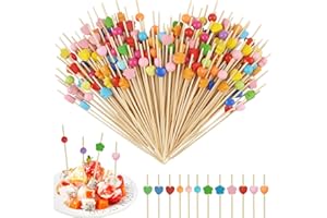 Xmart 200 Stück Cocktailspieße 12cm Holzspieße 4 Formen Cocktailspieße Dekoration Geeignet für Desserts Fruchtsnacks Partys Bars Geburtstage Restaurants Spieße Fingerfood (Mehrfarbig)
