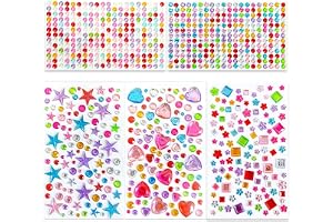 Labymos Gem Stickers Rhinestones,5 Pcs Self Adhesive Jewels Stickers,Acrylic Gems Embellishment DIY Glitter Decorative Diamonds Small Stickers for Kids