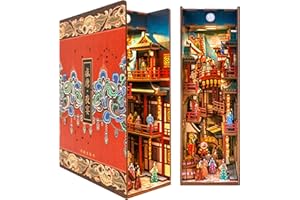 Tonecheer DIY Book Nook Kit，Puzzle 3D in Legno Casa Delle Bambole Miniature da Costruire Modellismo Adulti，Decorazione Creativa Della Libreria con luce LED (Il banchetto della dinastia Tang)