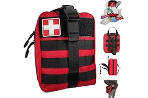 SECUENOR Trousse de Secours complete MADE IN FRANCE tactique, pansement compressif et 3 tire tiques, Compacte,pratique- fixation ceinture-Conçue pour la randonnée,Travail,Voiture,Sport…