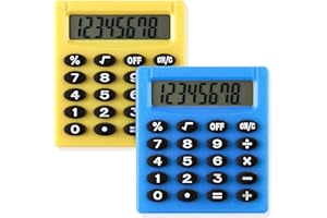 FIADA Mini Calcolatrice di Base per Bambini, Calcolatrice a Batteria con Bottone a 8 Cifre per Scuola, Piccola Calcolatrice Tascabile, Calcolatrice Semplice a 4 Funzioni, 2 Pezzi, Gialla e Blu