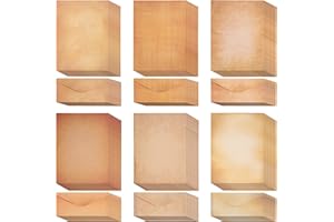 Belle Vous Carta vintage con buste (set di 60) – 60 carta invecchiata e 60 buste assortite, carta da lettere vintage per stampa, invito, biglietto di auguri, lettere e altro