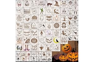 EAPIKON 78 Pezzi Halloween Stencil per Pittura e Manualità, Modelli Riutilizzabili in Plastica per Bambini, Decorazioni Creative per Mobili, Scrapbooking e Feste