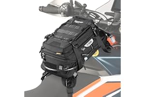 Rhinowalk Sac à dos de réservoir de moto avec système de poche à eau Molle de 1,5 l Convient pour Honda, Yamaha, Suzuki, Kawasaki, Harley-Black
