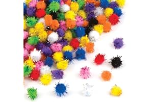 Baker Ross Pom Pom Natalizi Glitterati Autoadesivi Confezione Risparmio (Confezione da 150)- Ideale per progetti artistici per Bambini, Regali, ricordi e Altro, Giallo