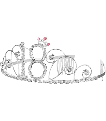 Couronne Anniversaire Strass - Pour 18e 20e 30e 40e 50e 60e Ans - Diadème Avec Chiffre & Petite Couronne - Accessoire Fête Femme - 6